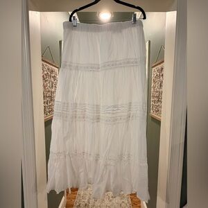 Cato White Tiered Maxi Skirt